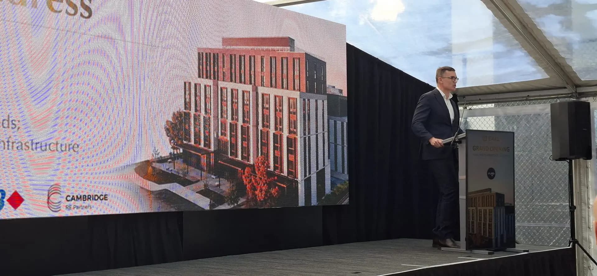 Corporate launch with a 6 metre LED wall behind the lectern
